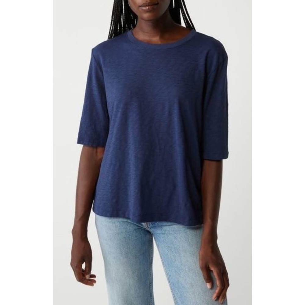 Michael Stars Blue Oversized Fit Supima Cotton TShirt One Size Flowy Slub Top